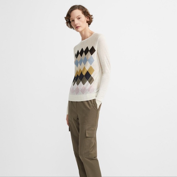 NWT Theory Linen Blend Diamond Pullover Sz L - Picture 4 of 5
